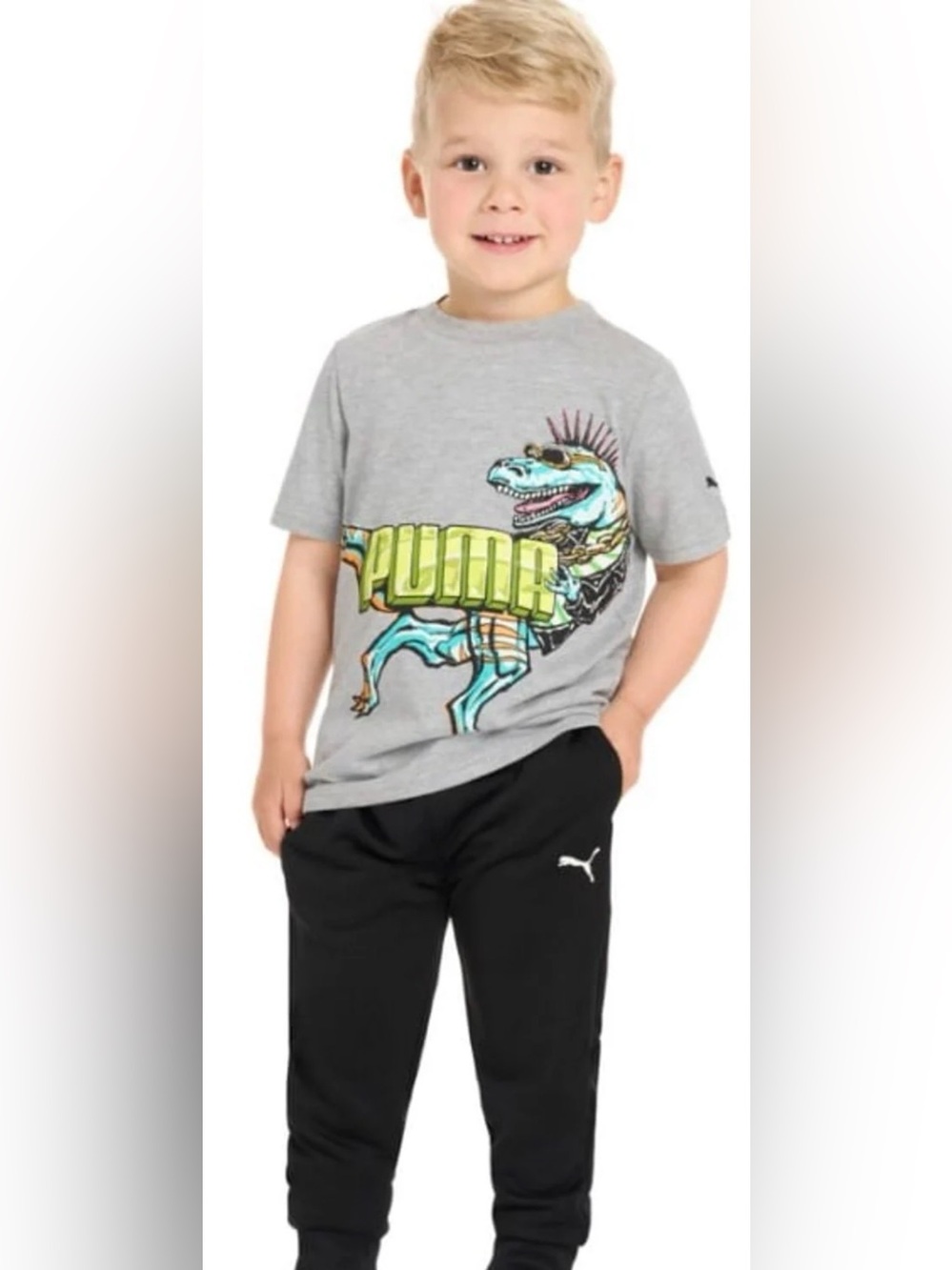 Puma Toddler Boys 2 Pc Summer Outfit Set T-Shirt & Jogger Sweatpants NWT Size 2T